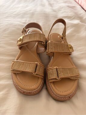 Women’s Tan Slingback Textured Strap Sandals